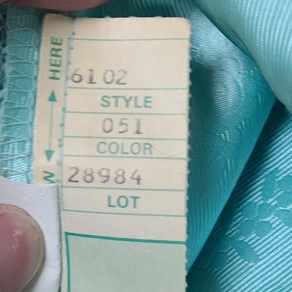 Elegant Aqua Off-Shoulder Gown, Vintage, Made In USA, Union Tag, 80's - Picture 7 of 16